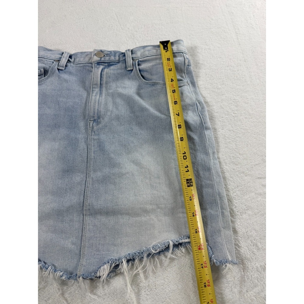 Hudson Lulu Mini Denim Skirt Womens 28 Light Blue Back Slit Raw Hem 5-Pocket - Picture 11 of 12
